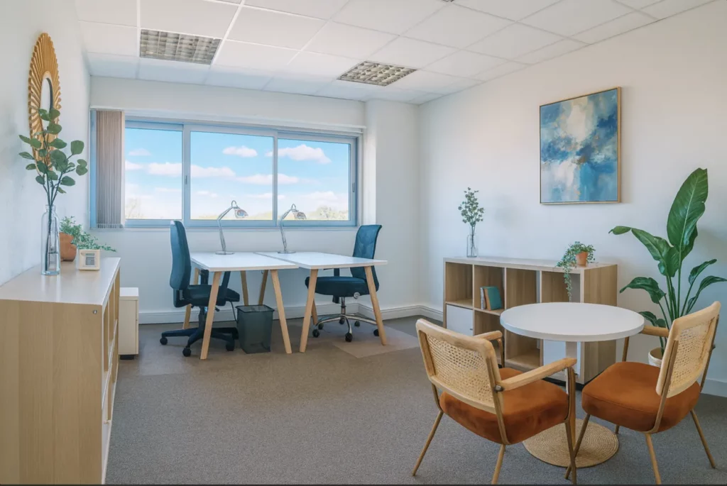 Bureau de deux postes avec coin réunion au centre du Millénaire à Castelnau-le-Lez